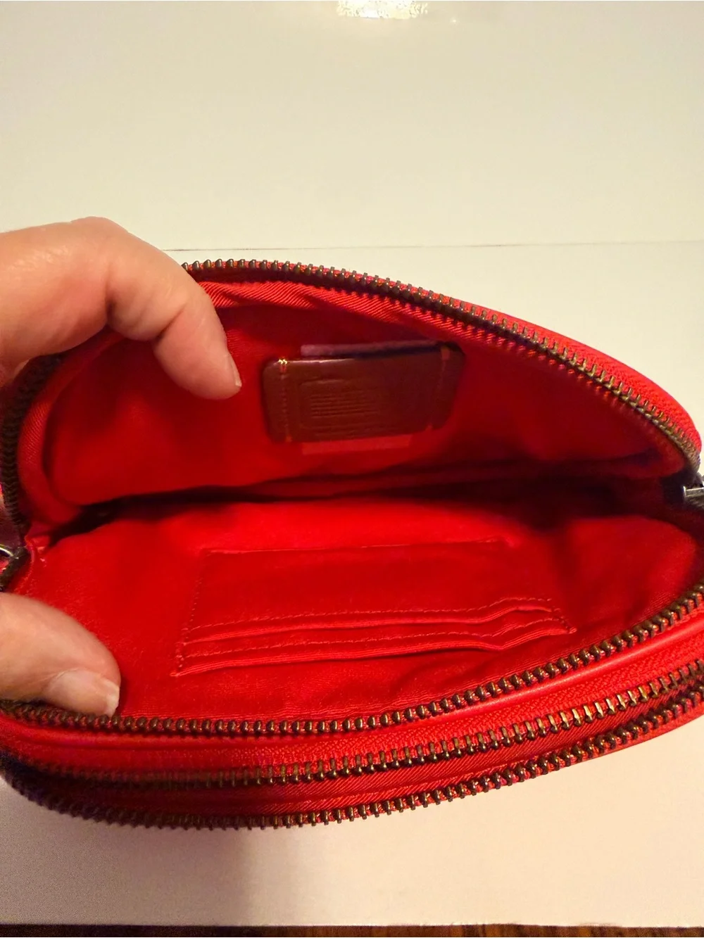 Coach Red Leather Crossbody with Motorcycle Mickey Detail - Picture 8 of 10